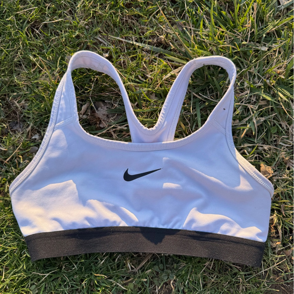 Nike White and Black Sports Bra